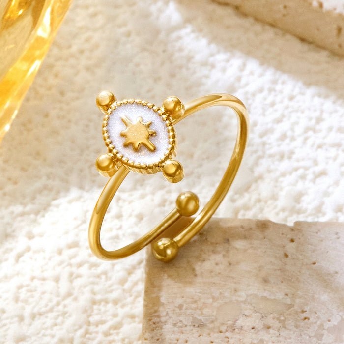 Wholesale 18K gold titanium steel drip star oval open ring