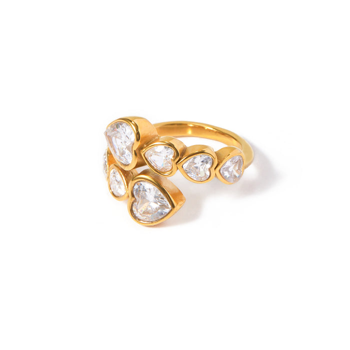 Elegant 18K Gold Plated Stainless Steel Ring with Wavy Pattern