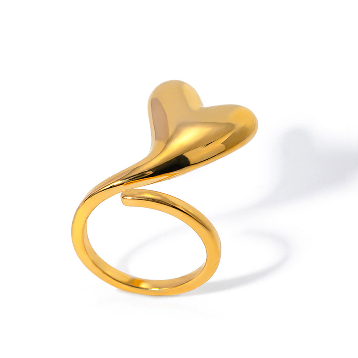 Unique 18K Gold Plated Stainless Steel Ring with Wavy Pattern