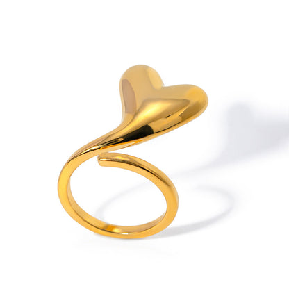 Unique 18K Gold Plated Stainless Steel Ring with Wavy Pattern