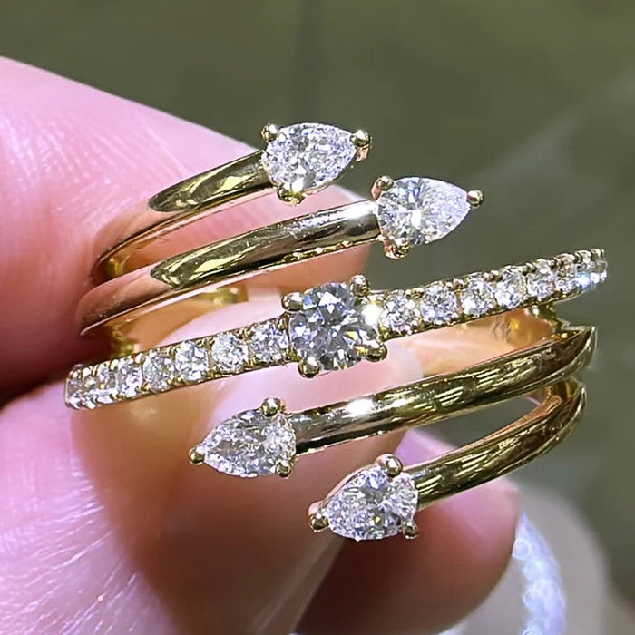 Surrounded by starry sky ring simulation diamond female ring light luxury fashion single item jewelry