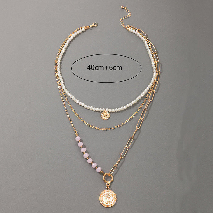 Beauty Head Pendant Necklace - Long Chain Trendy Design