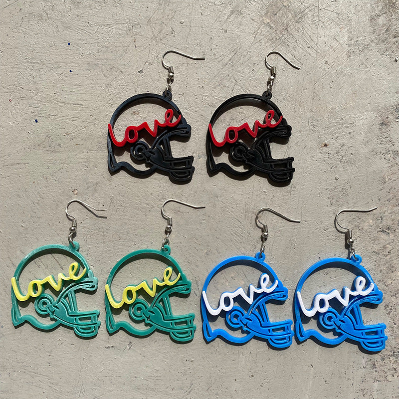 Acrylic football helmet earrings