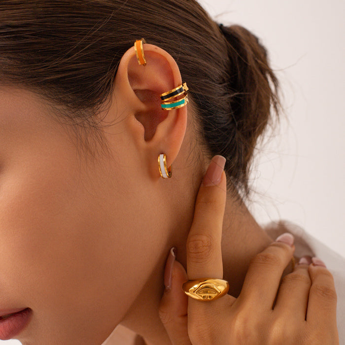 Pendientes de perlas de ginkgo de acero inoxidable bañados en oro de 18 quilates: joyería de moda para mujer