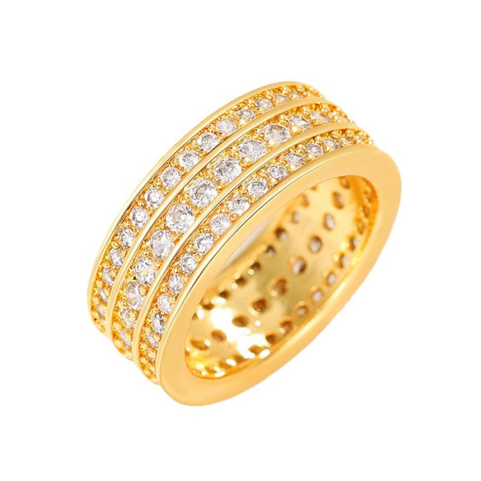 Anillo de diamantes de tres filas con circonitas, anillo de lujo para hombre.