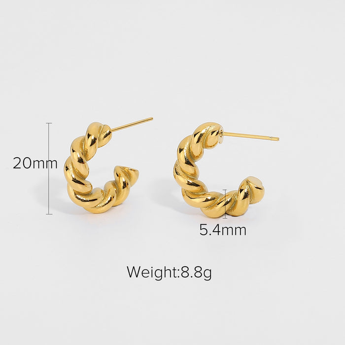 18K Gold Plated Stainless Steel Asymmetric Spiral Earrings - Minimalist Design Jewelry