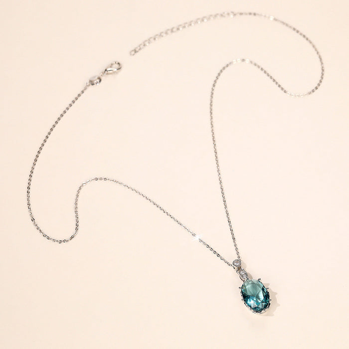 Light sea blue zircon necklace, fashionable pendant clavicle chain