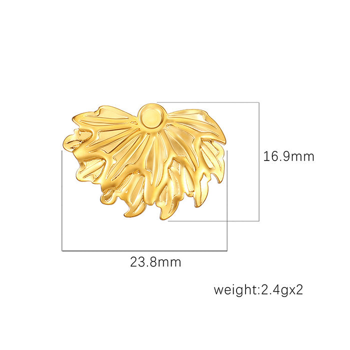 Vintage maple leaf fan-shaped earrings 18K gold-plated stainless steel earrings