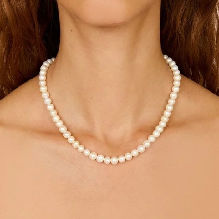 Stainless steel pearl necklace retro French lady temperament clavicle chain foreign trade jewelry