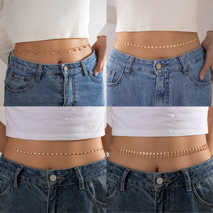 Love pendant bead chain vintage metal waist chain