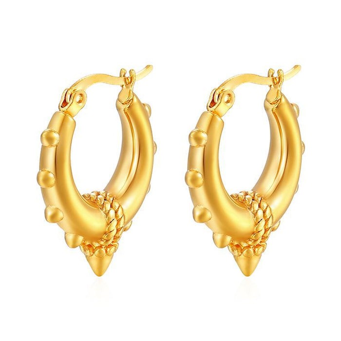 Cone round earrings electroplated 18K gold stainless steel earrings