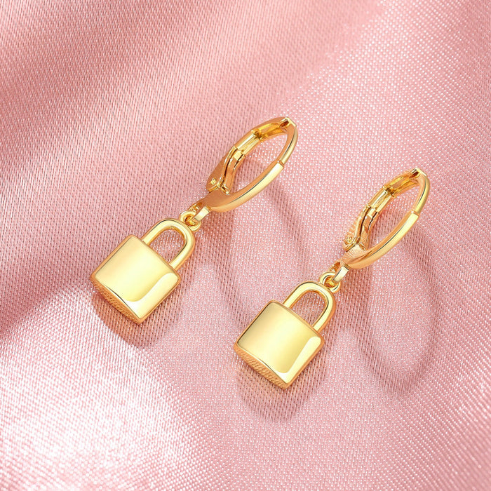 Lock shape earrings for women trendy earrings geometric pattern jewelry