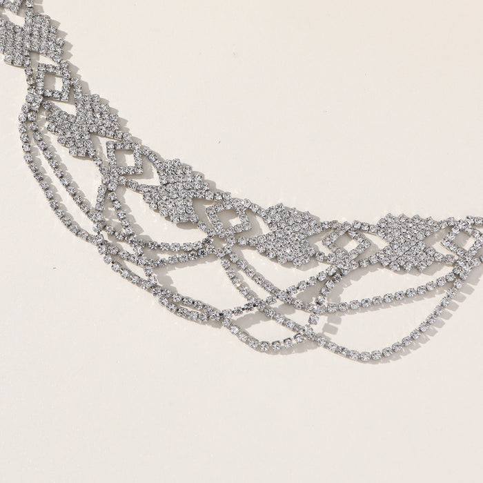 Layered Rhinestone Necklace - Minimalist Choker for a Sophisticated Style