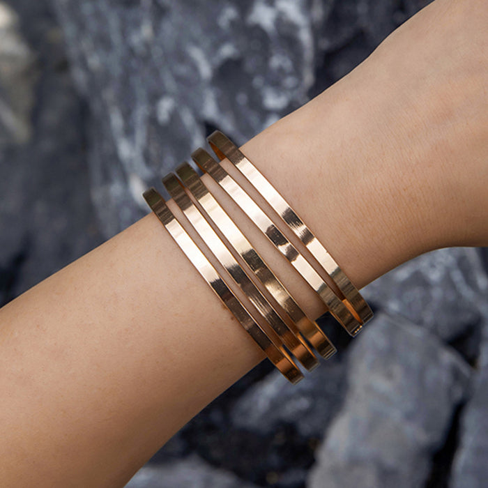 Wide Band Cuff Bracelet Set – Gold-Toned Statement Jewelry