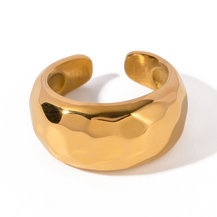 Modern 18K Gold Plated Stainless Steel Ring with Wavy Design