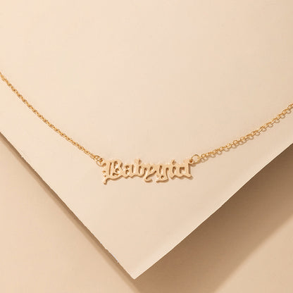 Creative Babygirl Letter Necklace – Stylish Lockbone Chain