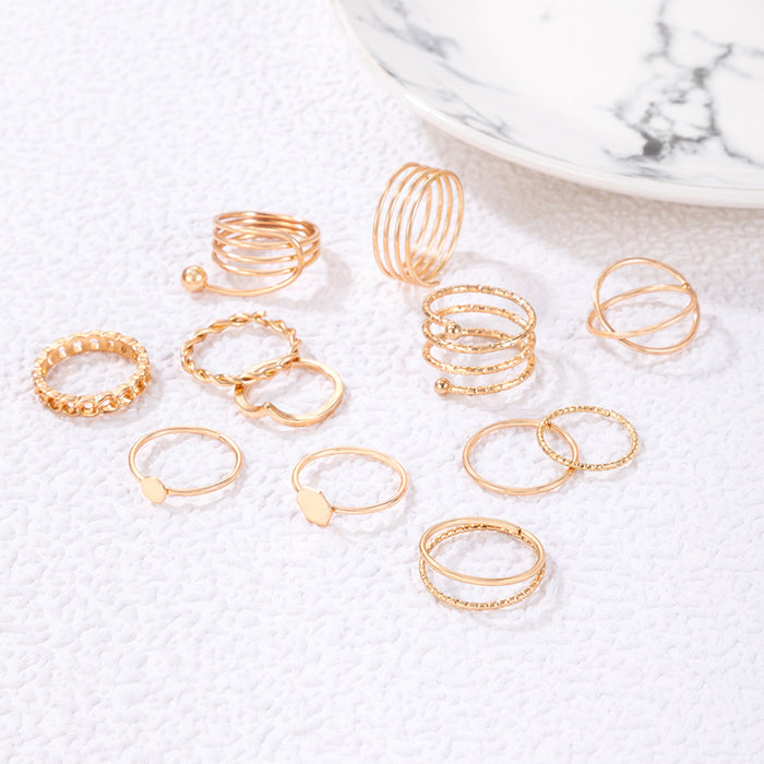 Imitation Gemstone Four-Piece Ring Set