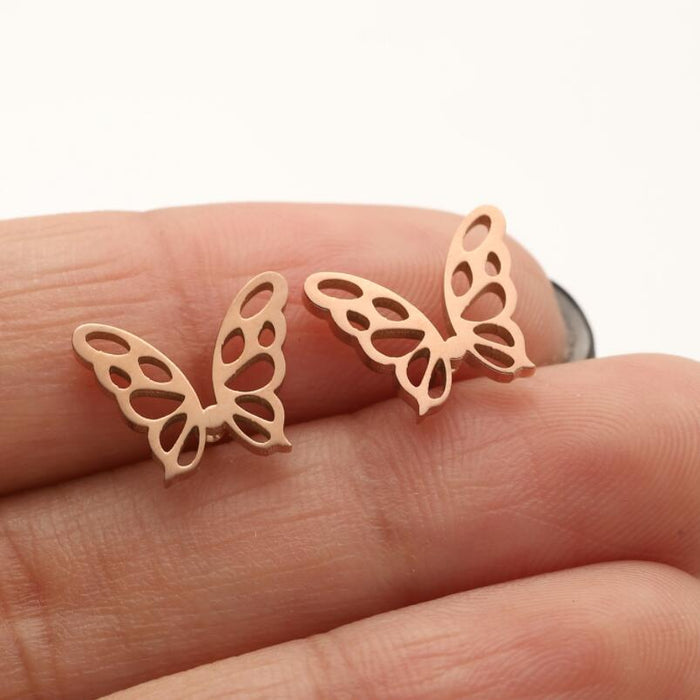 Butterfly Wing Stainless Steel Stud Earrings - Delicate and Elegant Jewelry for Any Occasion