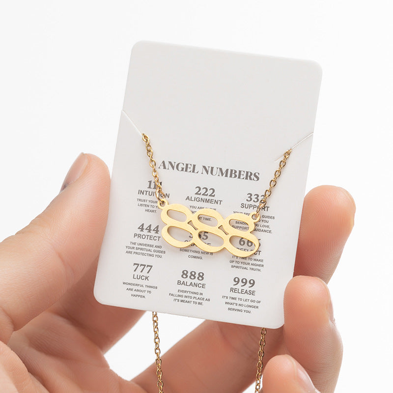 Angel Number Sweater Chain, Vintage 000-999 Stainless Steel Pendant Necklace Wholesale - wallojewerly 