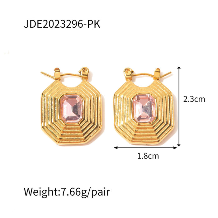 Pendientes colgantes con forma de pirámide con incrustaciones de circonitas: pendientes vintage en espiral para mujer