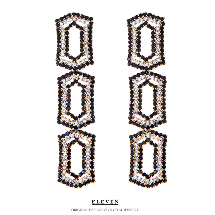 Geometric Zircon Hollow Earrings - Vintage Long Tassel Statement Jewelry - wallojewerly 