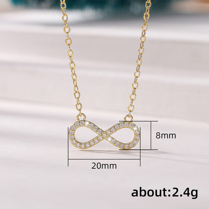 8-shaped necklace full of diamonds twisted heart diamond elegant live money ornaments