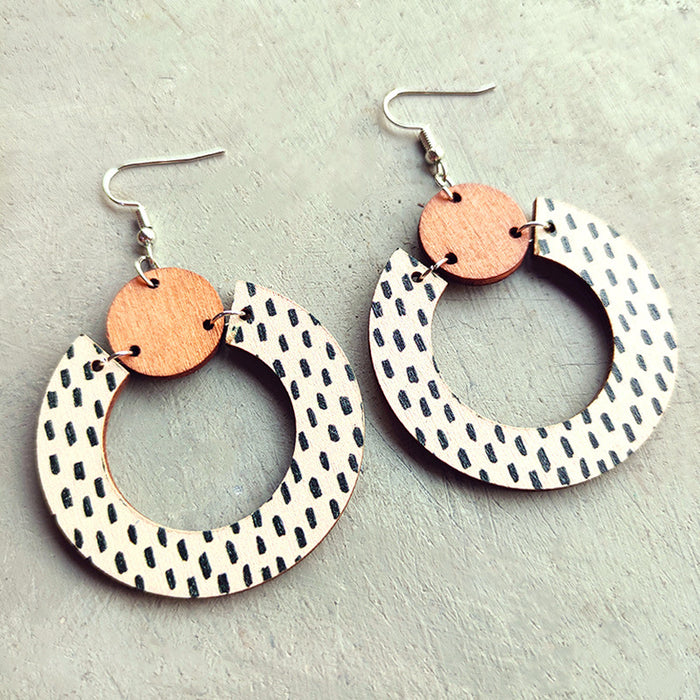 Wooden leopard print earrings