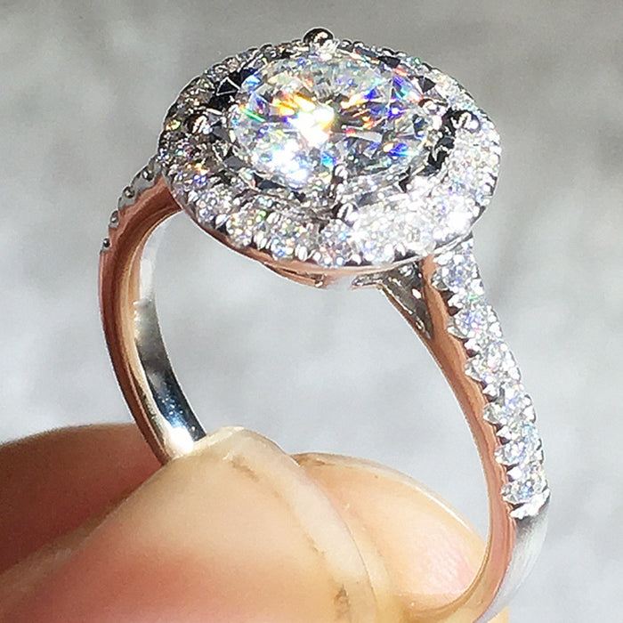 Inlaid simulated diamond ring wedding bridal jewelry factory direct