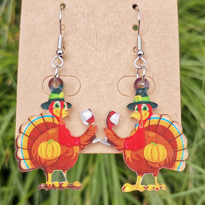 Thanksgiving Acrylic Turkey Earrings