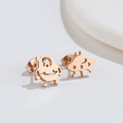 Asymmetrical minimalist exaggerated stainless steel earrings - wallojewerly 