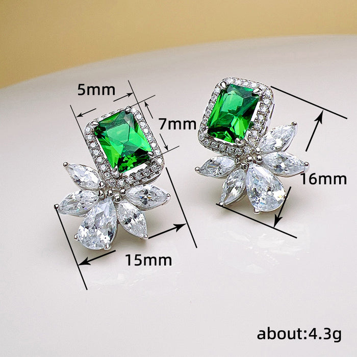 Square European and American earrings Retro light luxury temperament earrings