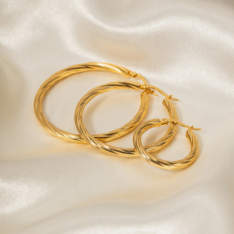 18K Gold Plated Stainless Steel Cross Earrings - Unique Design with Glossy Finish - wallojewerly 