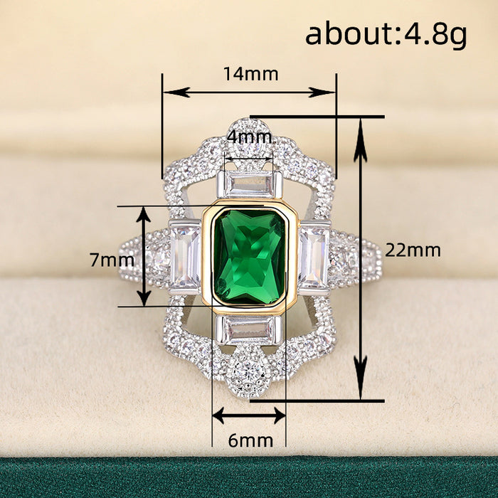 Square diamond domineering ring exaggerated party jewelry