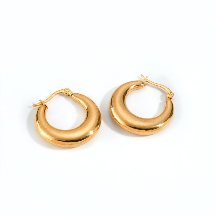 Geometric French retro stainless steel 18K gold women's earrings simple trend earrings