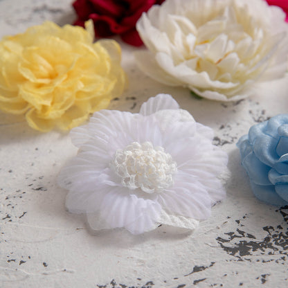 Colorful Rose and Camellia Hair Clips - Korean-Style Fabric Flower Hairpins