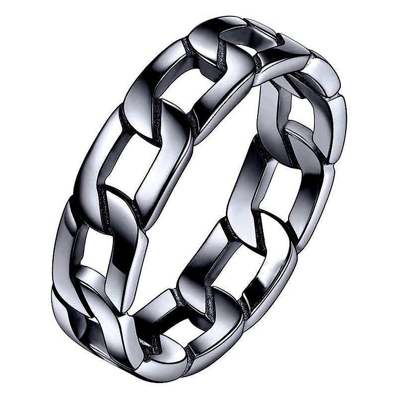 Anillo sencillo de hombre moderno, metálico, europeo y americano.