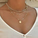 Gold alloy small sturdy strip multi-layer layered necklace - wallojewerly 