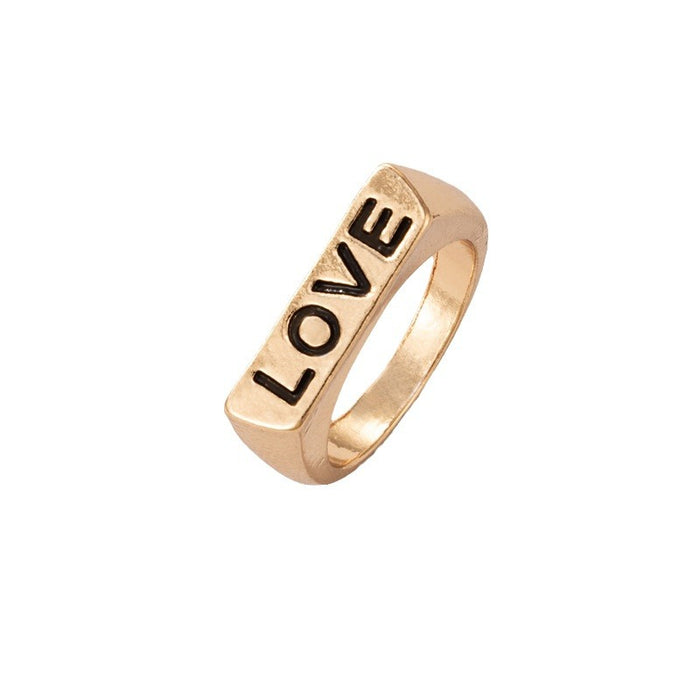 Love letter LOVE fishbone animal geometric ring