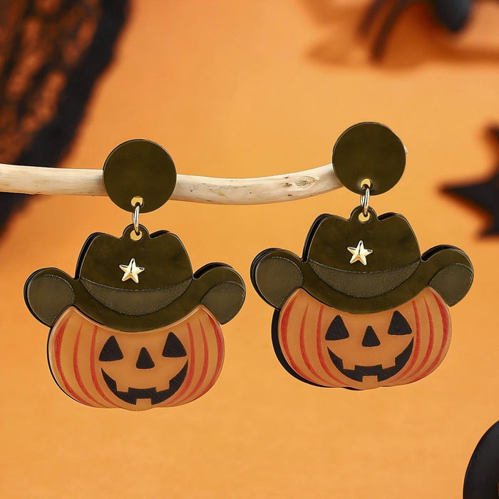 Wholesale Halloween Cartoon Stud Earrings Set - Spooky Pumpkin, Ghost & Bat Alloy Earring Multipack for Women