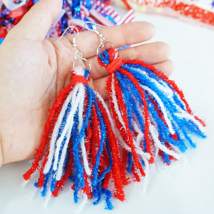 Patriotic Bohemian Tassel Earrings with Handcrafted Design for Independence Day