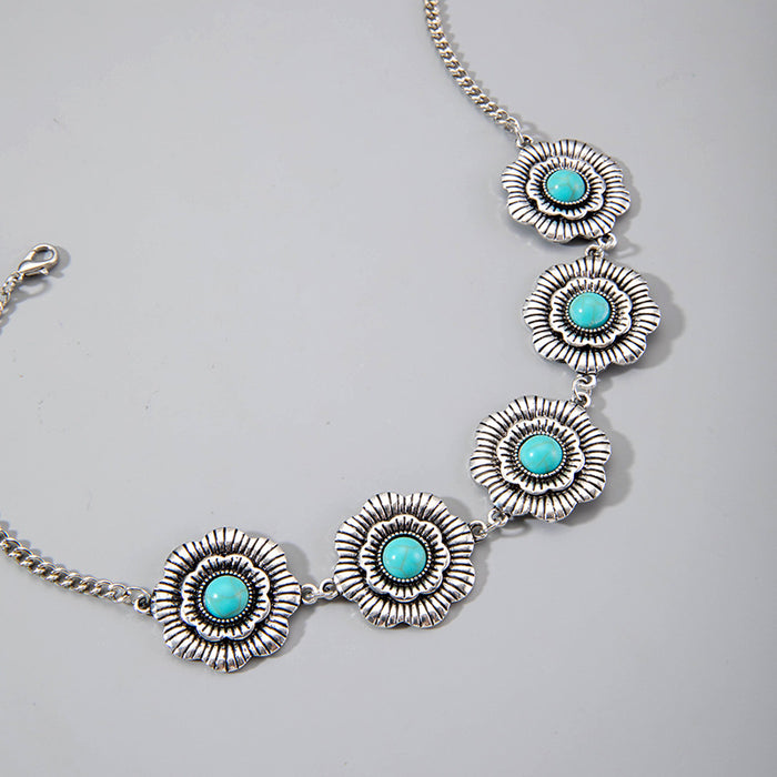 Turquoise Pendant Necklace with Vintage Boho Design - Simple and Elegant Women's Necklace