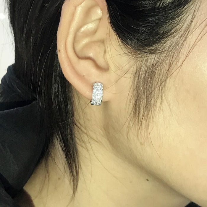 Super shiny full diamond earrings high-end hoop earrings