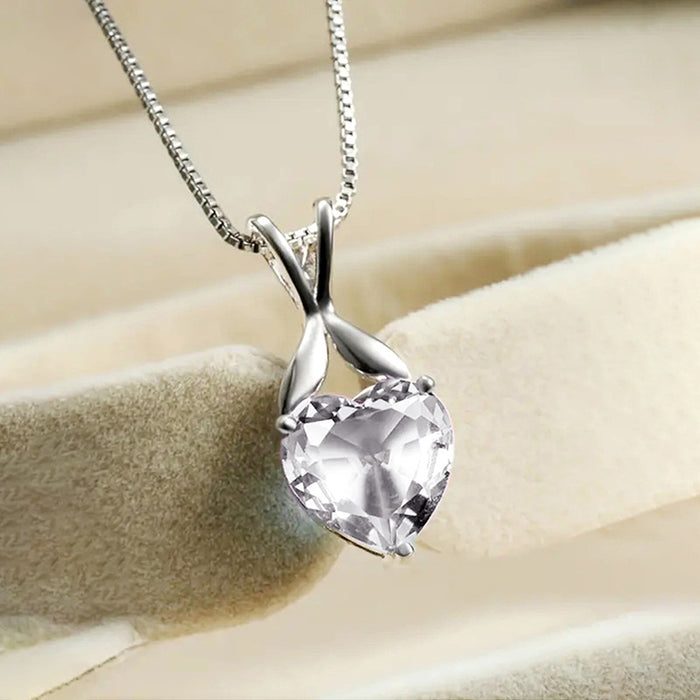 Heart Pendant Necklace Simple Floral Chain Necklace