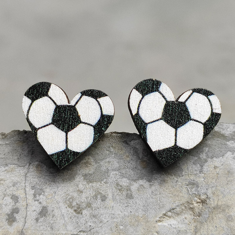 Wooden Rugby Earrings