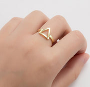 Stainless steel hollow triangle ring, INS simple open ring wholesale - wallojewerly 