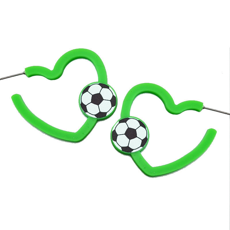 C-shaped acrylic heart basketball earrings - wallojewerly 