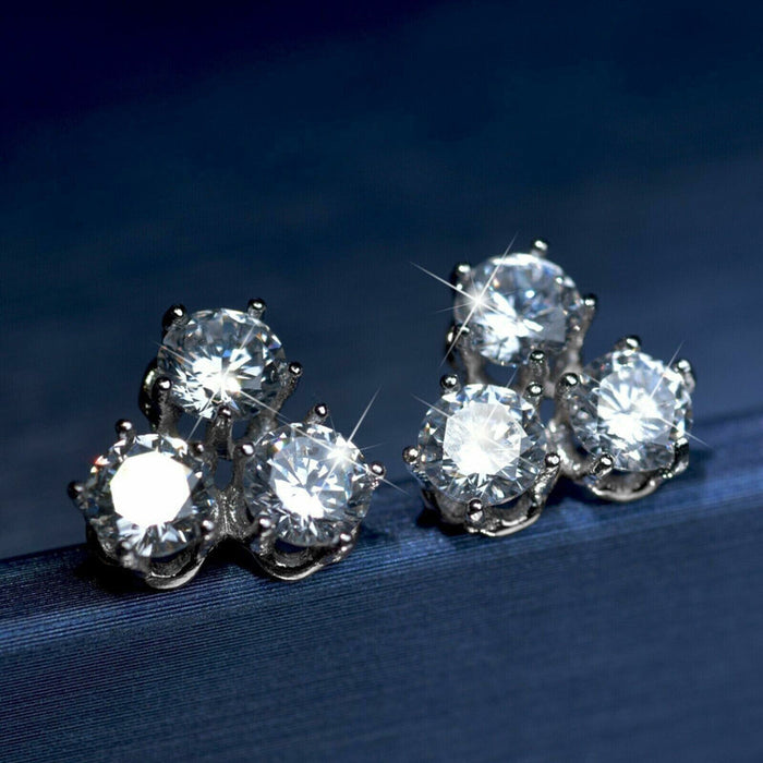 Geometric zircon earrings, versatile and high-end earrings