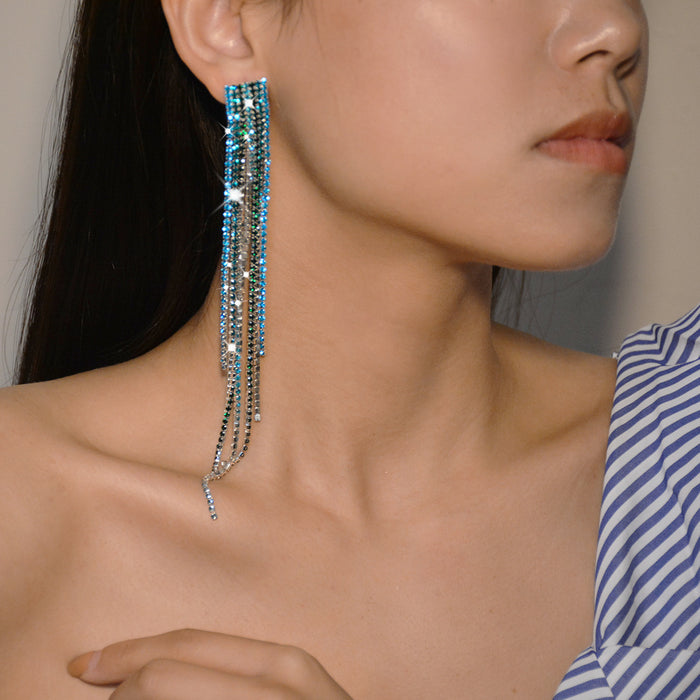 Vintage Rhinestone Tassel Earrings - Elegant Statement Jewelry for Women