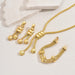 Wholesale 18K electroplated long geometric tassel necklace, earrings, and bracelet set - wallojewerly 