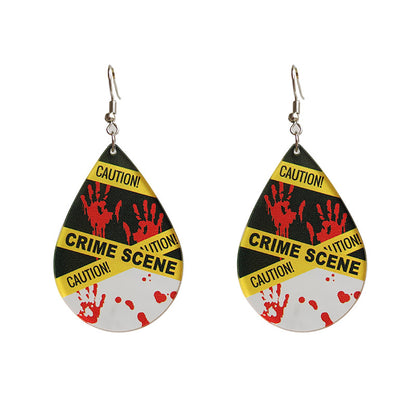 Halloween blood handprint acrylic earrings